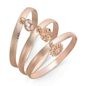 I.N.C. International Concepts Rose Gold 3-Pc. Set Crystal Charm Bangle Bracelets